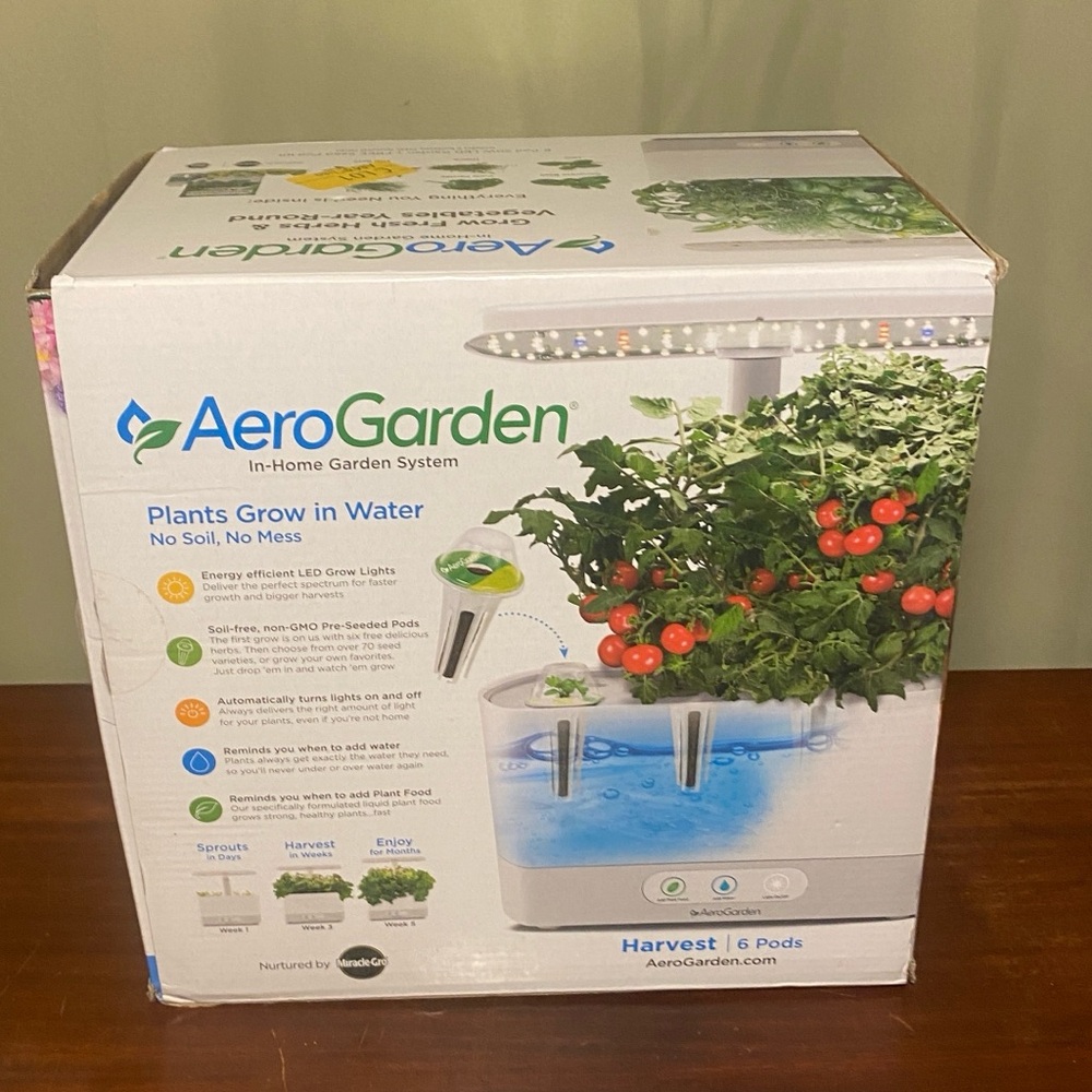 AeroGarden Harvest Indoor Garden System Harvest 6 Pod Kit NIB (Open Box) - Picture 2 of 11